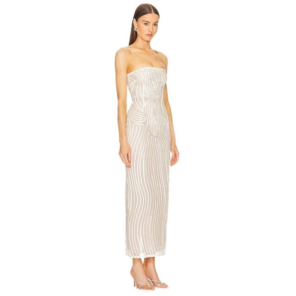 Michael Costello x REVOLVE Opal Midi Dress in Ivory Beige XSmall New Womens - Picture 3 of 9